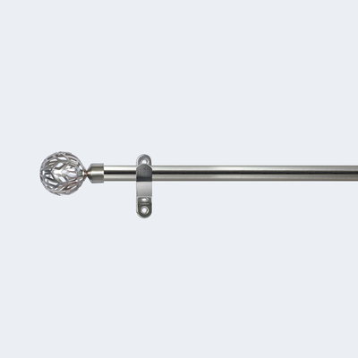 Ball Shape Matte Nickel Curtain And Rod Set Metal With Hollow Finial
