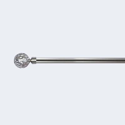Ball Shape Matte Nickel Curtain And Rod Set Metal With Hollow Finial